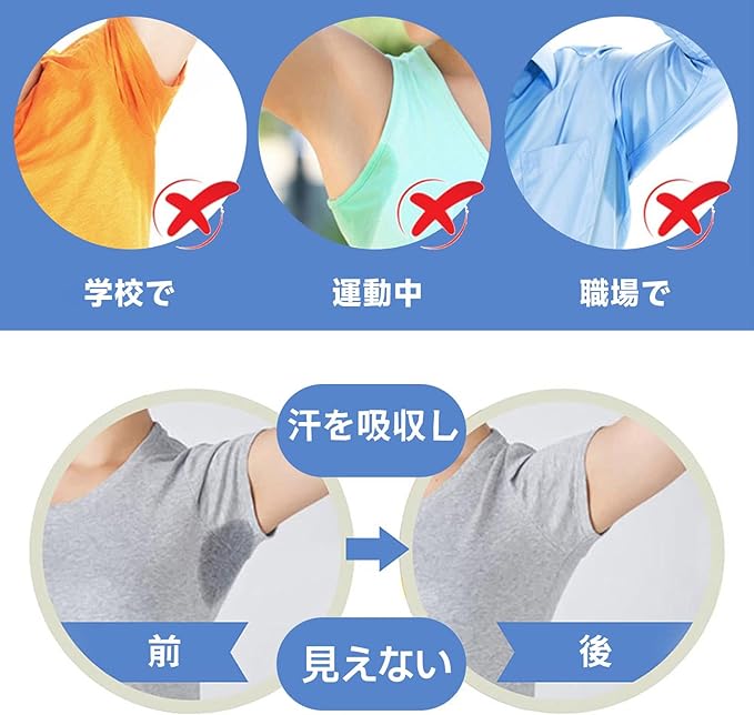 Underarm Sweat Pad, Repeatedly Usable, Washable 4 Pieces, Armpit Pad, Wear On Your Shoulder, Sweat Pads, Prevents Faded Stains, Sweat Absorption Pad, Deodorizing Sheet, Underarm Sweat Protection, - NewNest Australia