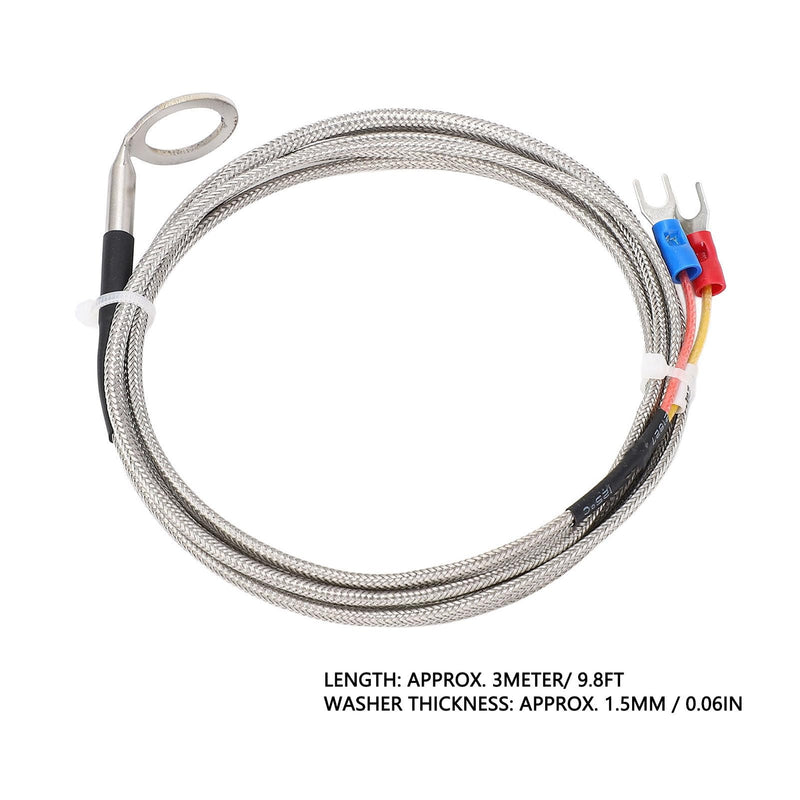 K Type Thermocouple Probe with 14mm Washer Stainless Steel Temperature Sensor for Automotive CHT Measurement -40~1000°C Cable Compatible with Engine Cylinder Head 3 meters