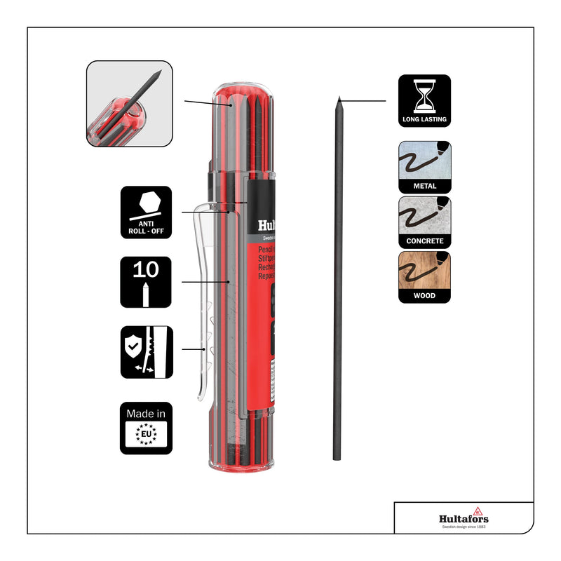 Hultafors Tools 650110 Dry Marker Refills HRD G*, Graphit 10 Count (Pack of 1)