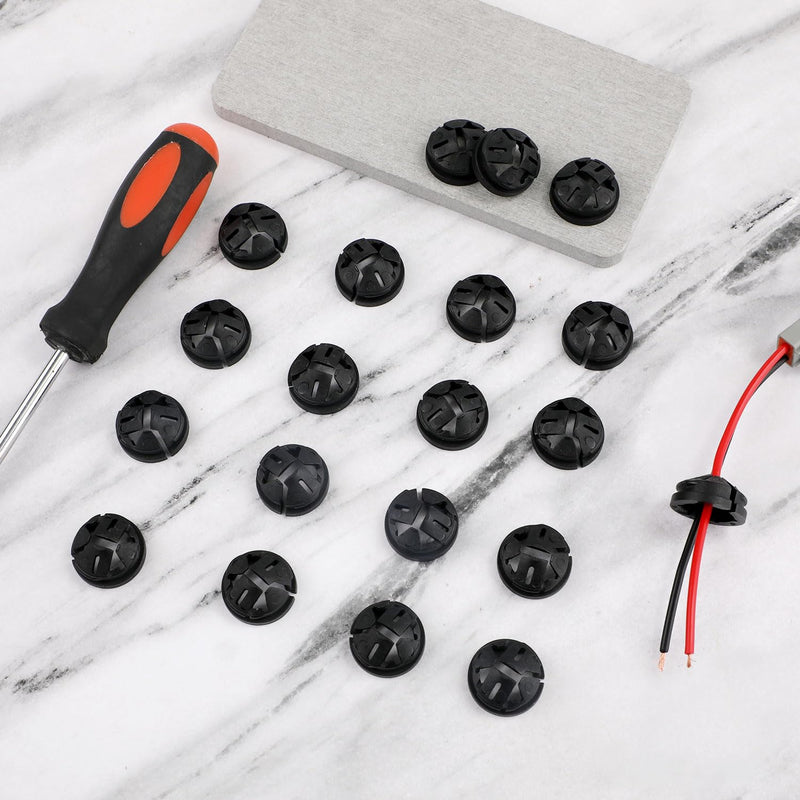 100pcs Push-in Cable Connectors, 3/8 Inch Trade Size Non-Metallic Push In Connector Plastic Electrical Box Wire Inserts Button Push-in NM Cable Clamps Connector for 1/2 Inch Knockouts (Black) Black