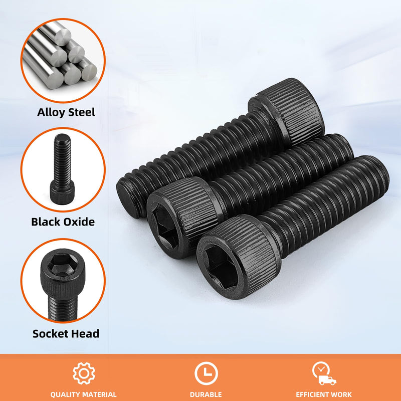 5/16-18 x 1" Socket Head Cap Screws Cap Bolts, 12.9 Grade Alloy Steel Black Oxide, Allen Hex Drive, UNC Coarse Thread Fully Threaded, 10 PCS 5/16-18 x 1"