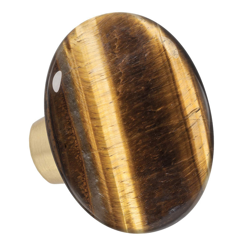 mookaitedecor 4 Pcs Oval Tiger's Eye Cabinet Knobs Drawers Dressers | Crystal Handles for Cabinets, Decorative Drawer Pulls, for Kitchen Cupboard Brown