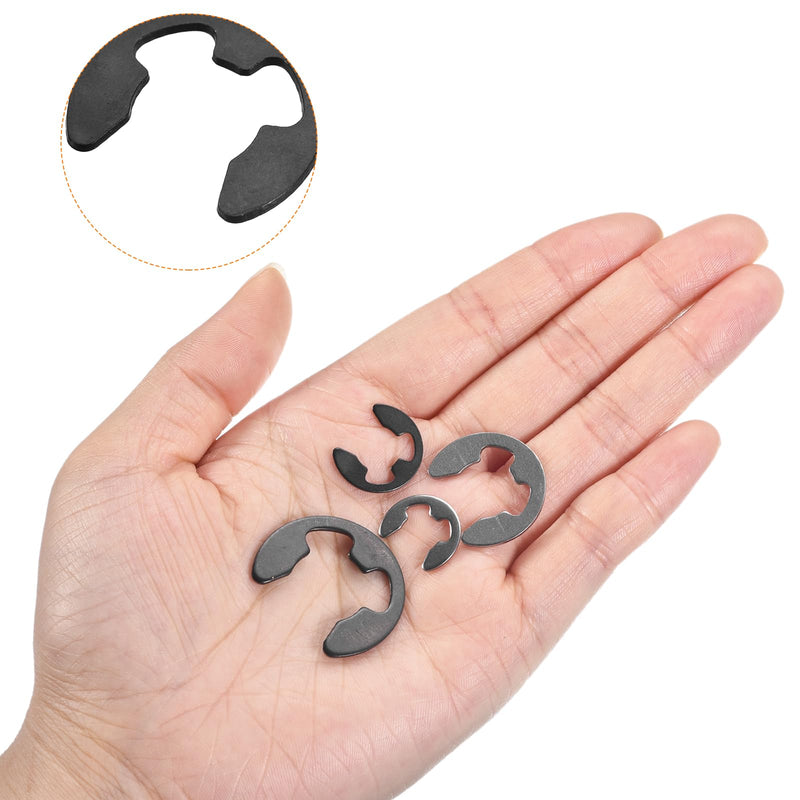 uxcell 100 Pcs External Retaining Rings, 1.5mm 65Mn Carbon Steel E-Clip External Circlip Snap Rings Round Wire Snap Rings for Valves Electrical Appliances