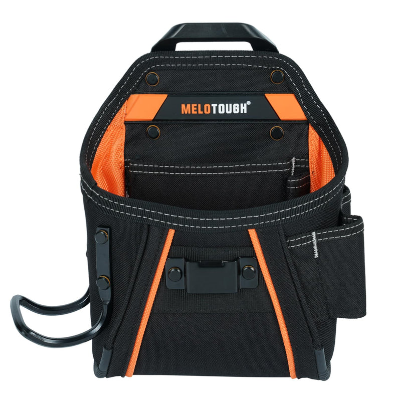 MELOTOUGH Belt Clip Tool Pouch Tool Belt Pouches Utility Tool Organizer Pouch with Hammer Holder for Electrician,Carpenter,Construction,Technician Orange Tool Pouch