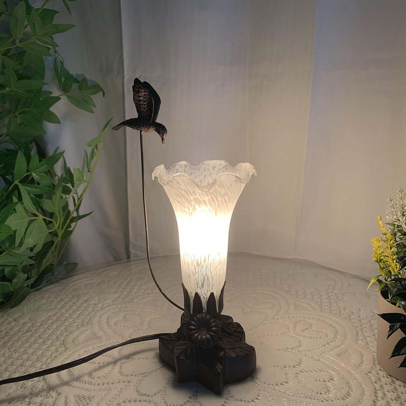 Bieye LS10 Lily Flower Blown Glass Lampshade (White, Opening I.D. 1.26" x O.D. 1.5") Opening I.D. 1.26" x O.D. 1.5" White