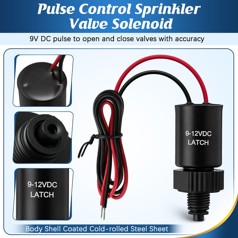 2 Pack DC Latching Solenoid Replacement Compatible with Hunter Node, Node-BT & XCHybrid Controllers, Metal Shell Sprinkler Valve Solenoid, 9V Battery Powered Irrigation Coil, Easy Installation 2
