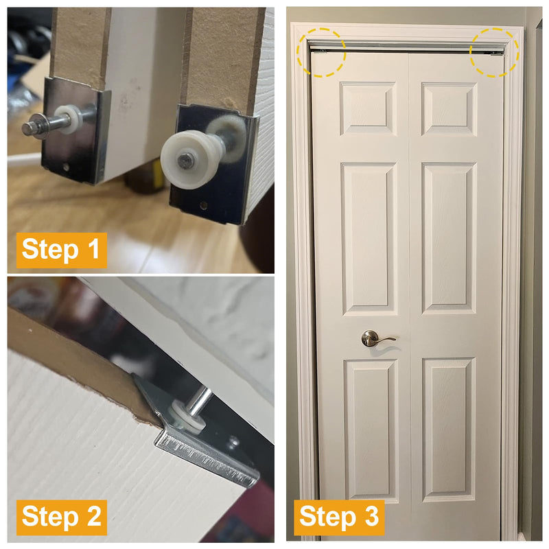 Bifold Door Repair Kit, N7192 Bi-Fold Door Repair Bracket and N 7266 Bi-Fold Door Top Pivot and Guide Wheel, for 1-3/8 in Wood Bifold Hardware Replacement Parts