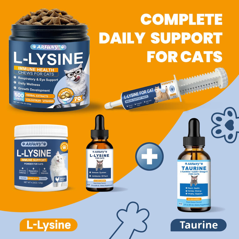 Lysine for Cats - 2 Packs Cat Lysine Drops - Sneezing Treatment, Nasal Relief - Feline Upper Respiratory Infection, Runny Nose, Eye Function - Immune Support - Roast Chicken Flavor