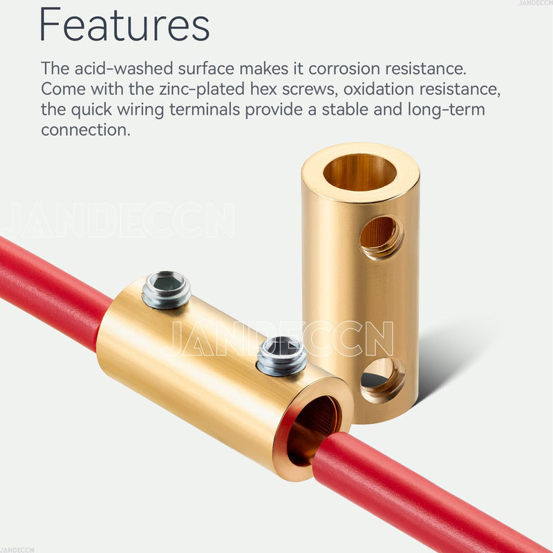 10Pcs 6AWG 80Amp Wire Connectors Kit, 1 Conductor Quick Splicing Wire Terminals with Screws and Heat Shrink Tubes 6 Gauge-80Amp