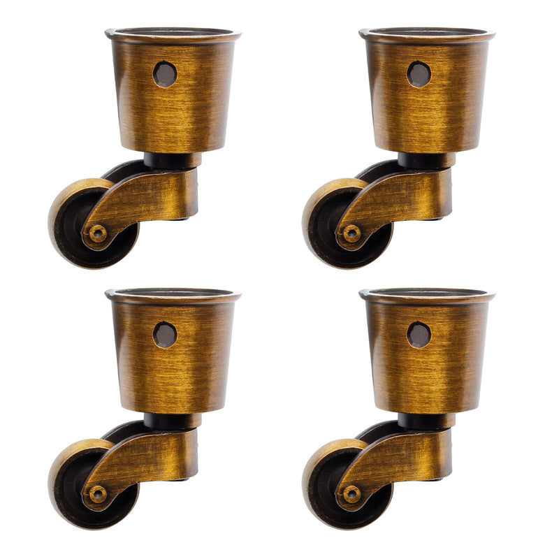Waziaqoc 4pcs Antique Brass Caster Cups, Vintage Swivel Round Caster Cups Zinc Alloy Furniture Caster Wheels for Chair Table Shelf, 65.5mm/ 2.58inch