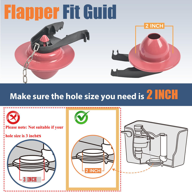 Universal Toilet Flusher Replacement Kit, Water-Saving & Height Adjustable Fill Valve, 2-Inch Flapper, Quiet & Anti-Siphon Toilet Repair Kit Inside Tank, Easy to Install (Red, 2-Pack) Red