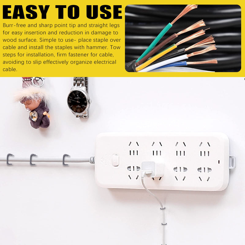 540 Pcs Insulated U Staple Nail Assortment Set with Storage Case, 0.56", 0.44“, 0.41", 0.36" Metal Cable Staple for Fixing Electrical Wire