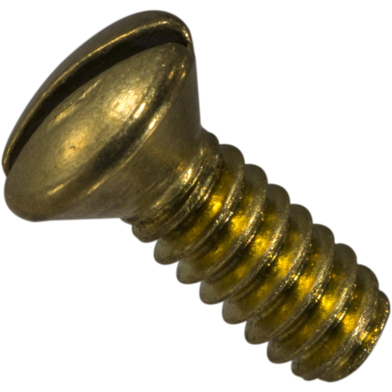 #6-32 x 1/2" Slotted Oval Head Machine Screws, Brass, 100 Pack | ASME B18.6.3. Corrosion resistant, non-magnetic, for electrical and decorative use.