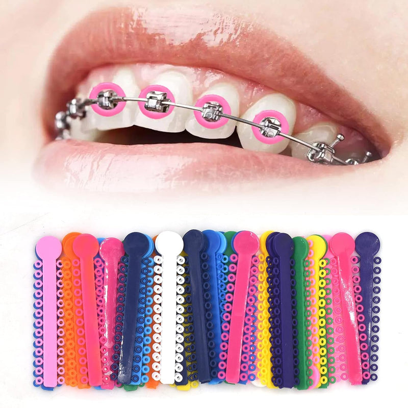 Dental Orthodontic Ligature Ties and Orthodontic Ligature Gun Dispenser, Teeth Orthodontic Ligature Ring Rubber Bands (Multi-color) 1040pcs (Ligature Gun and Ligature Ties)