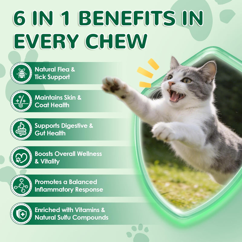 Flea and Tick Prevention for Cats, 500 Cat Flea Treatment, Natural Oral Flea Treatment for Cаts with Vitamins - Supports Skin & Coat, Digestive Health for All Breeds & Ages, Chicken Flavor