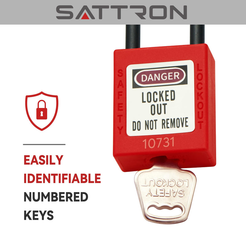 Safety Lockout Padlock Sets, OSHA Compliant 5 Red Lockout Tagout Locks, Keyed Differently Loto Locks (2 Keys Per Lock) for Lock Out Tag Out Stations 5 pack red nylon padlocks