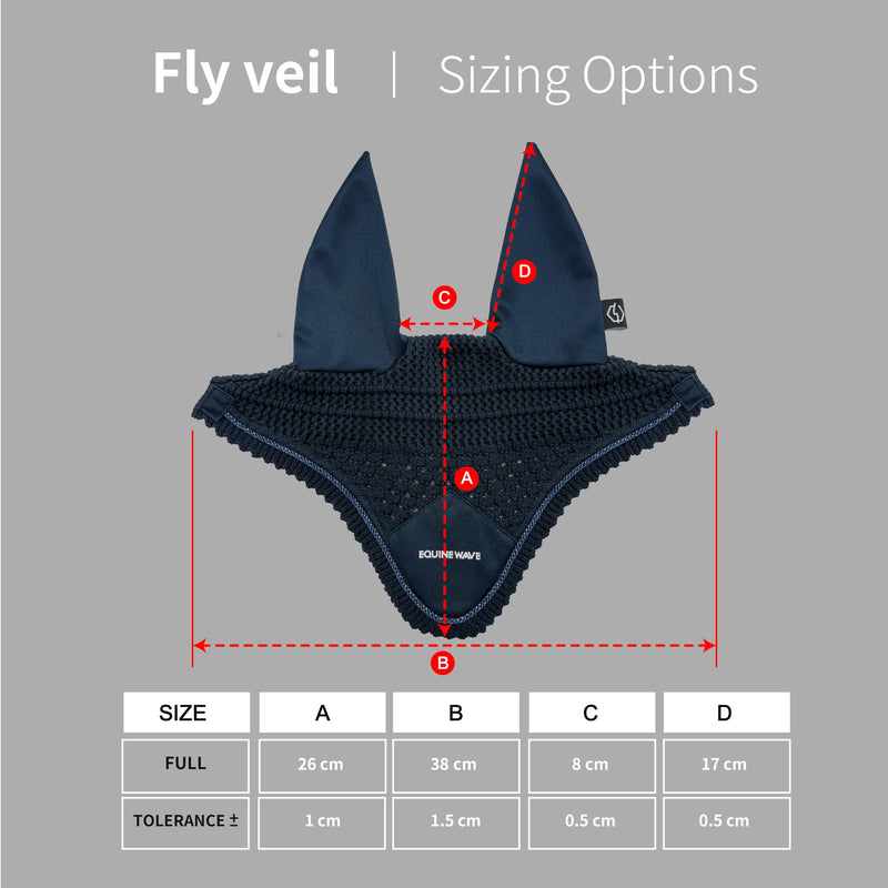 EQUINEWAVE Horse Fly Bonnet, Breathable Crochet Ear Bonnet with Stretch Comfort Ears, Contoured Fit for English Riding NAVY