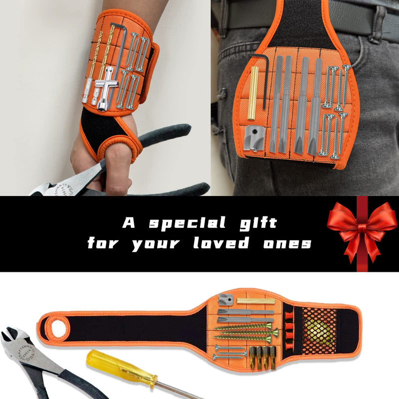 Magnetic Wristband with Flashlight & Magnet Pedal for Holding Screws, Magnetic Wristband Tool Belt for Holding Screws Nails Drill Bits, Cool Handy Gadget Gifts for Fathers, Husband Who Have Everything