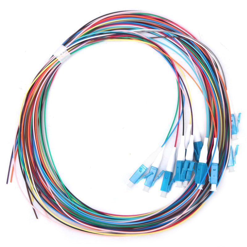 Garosa Fiber Optic Pigtail, 12 Strand Fiber Optic Pigtail LC/UPC Single Mode Low Insertion Loss with Ceramic Ferrule 1.5m for Optical Fiber LAN, Optical Fiber Communication System