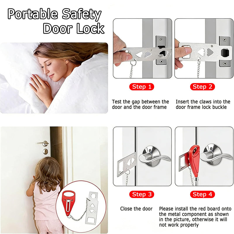 Sliding Door Safety Lever, 17-50 Inch Adjustable Heavy-Duty Sliding Glass Door Safety Lever, Equipped with Rubber Head, Paired with Portable Door Lock, Portable Travel Privacy Lock