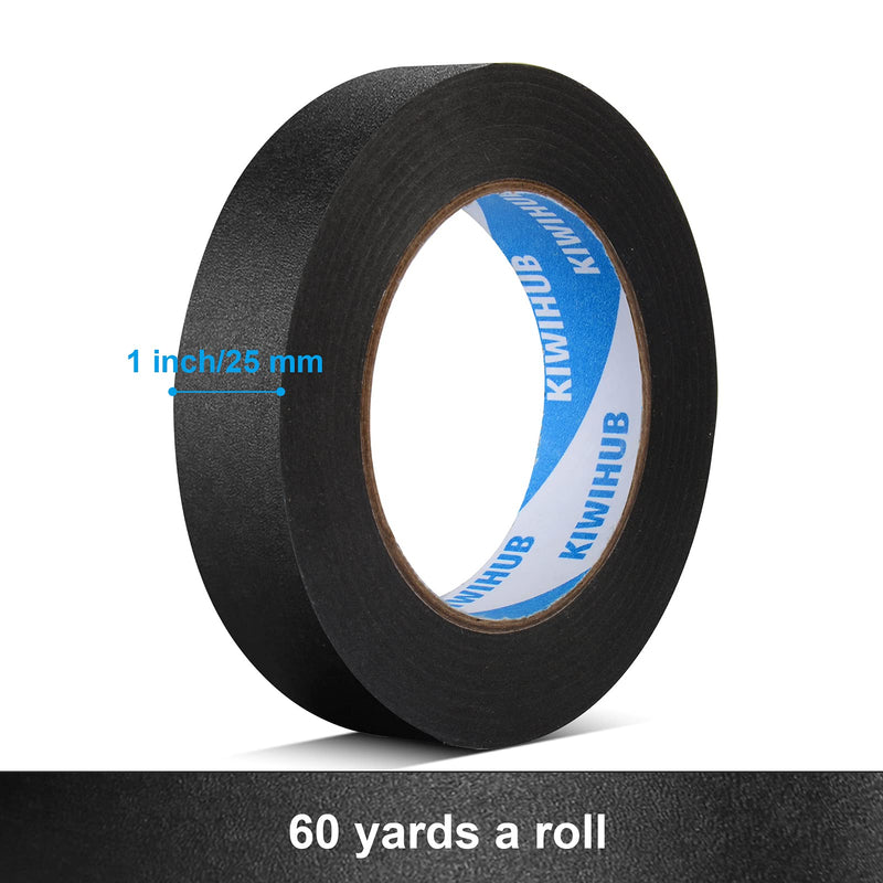 Black Painters Tape,1 inch x 60 Yards - Medium Adhesive Masking Tape for Painting,Labeling,DIY Crafting,Decoration and School Projects 1", 60 yards Black