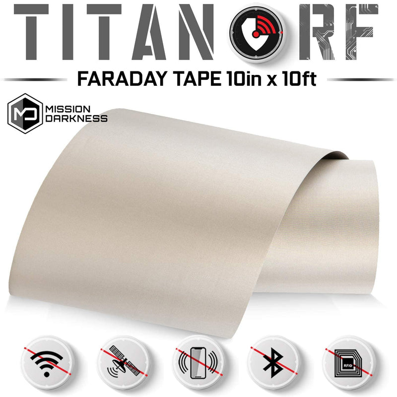 TitanRF Faraday Tape, Conductive Adhesive RF Shielding Roll, 10in x 10ft