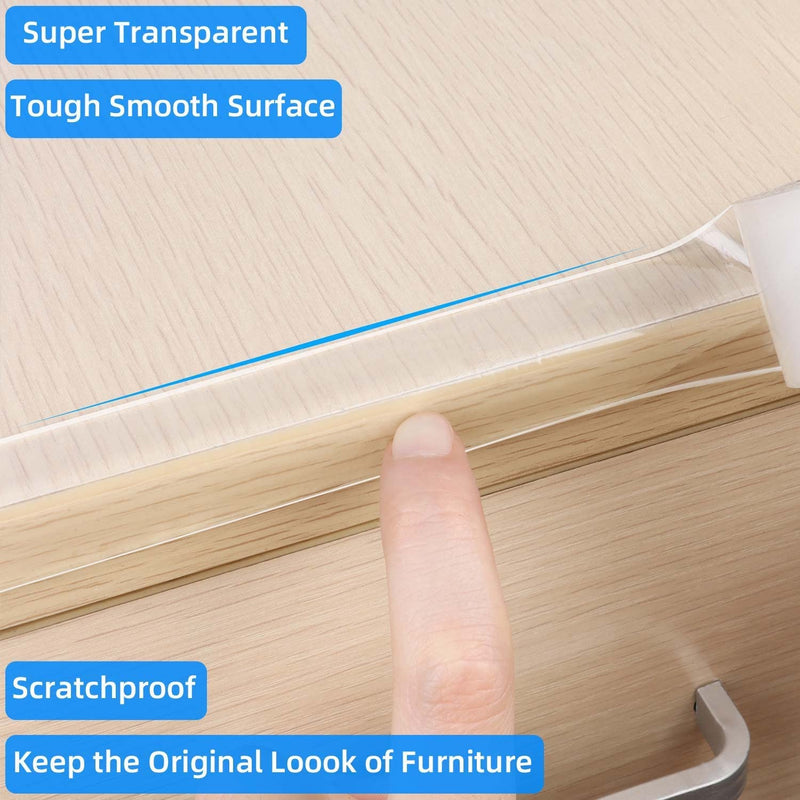 Clear Edge Protector Strip, 1.18in x 9.84FT, Sharp Edge Wrap Cover Tape, Self Adhesive Protective Bumper Corner Guards for Cabinet Door Desk Glass Table Bed Furniture, Kitchen Countertop, Waterproof 1 Pack x 1.18in x 9.84FT