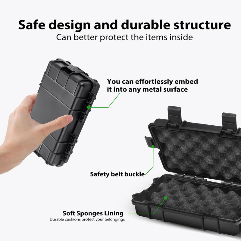 Magnetic Key Box for Under Car - Upgraded Waterproof Large Key Holder Under Vehicles - Outdoor Magnetic Box - Hidden Key Box Accessories WIth Signal Shielding Bag - Black