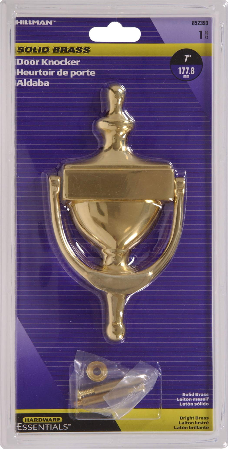 Hardware Essentials 852393 Bright Brass Door Knocker, 7-Inch Brass Without Viewer - NewNest Australia