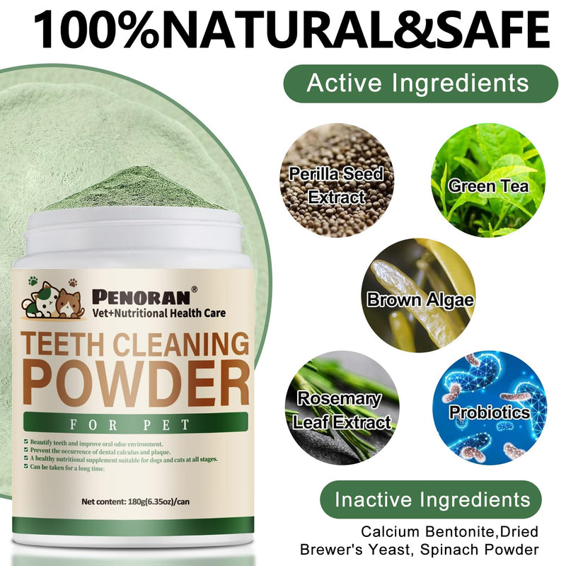 Pet Teeth Cleaning Powder, 6 oz, Dog Dental Care for Dogs & Cats Tooth Cleaning, Tartar Cleaning and Removal, Fighting Bad Breath, Oral Care, Breath Freshener