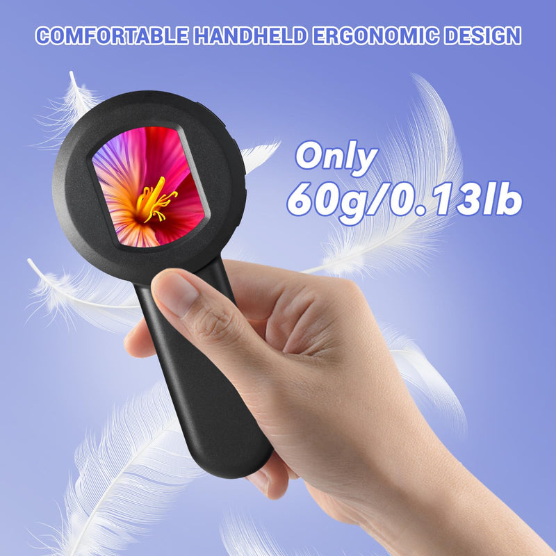 100X Handheld Magnifying Glass Digital Magnifier with 2inch IPS Screen, White &Purple Light and Camera Function for Trichome Bug Coins Jewelry-(32GB TF Card Included, Mac/Windows Compatible)