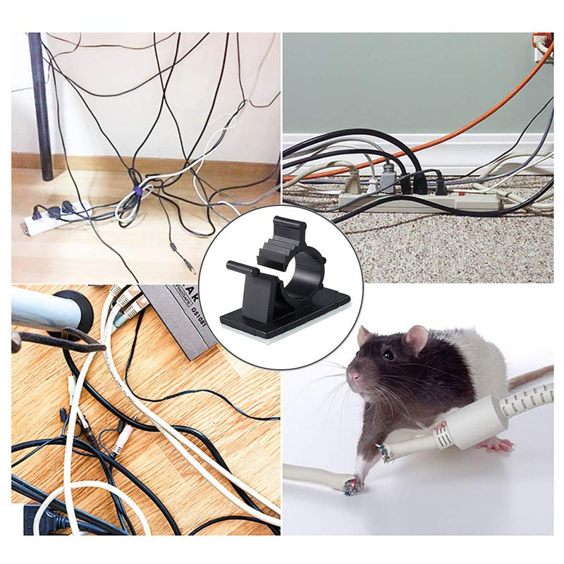 Viaky 30 Pcs Black Cable Wire Clips Adjustable Nylon Wire Holder Adhesive Cable Management Suitable for Maximum Diameter 0.5 inch (12.5mm) Cables 30b-0.5inch