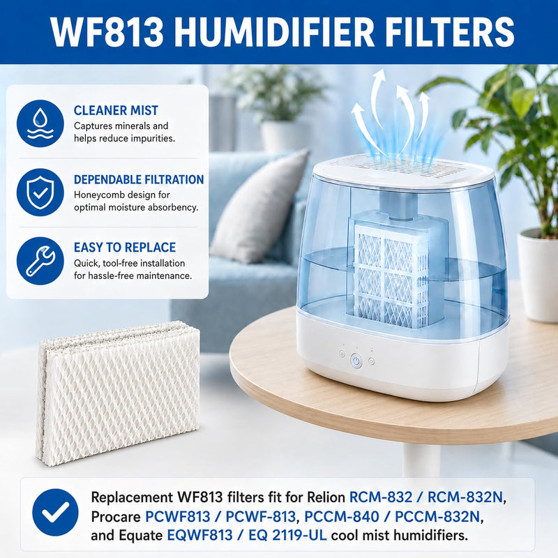 6 Pack WF813 Humidifier Filter Replacement Compatible with Equate Eqwf813