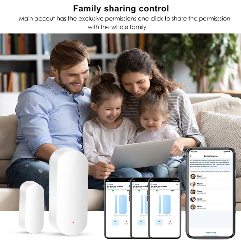 WiFi Smart Door Sensor: Door Open Contact Sensor for Home Security, Wireless Window Sensor, Secure Your Home with Instant Alerts & Smart Automation, Alexa & Google Assistant Compatible (4-Pack) 4-Pack