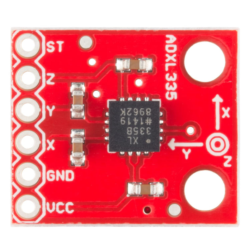 SparkFun Triple Axis Accelerometer Breakout - ADXL335 Analog Sensor/MEMS Accelerometer Sensing Range of +/-3g Recommended Power: 1.8 and 3.6VDC.