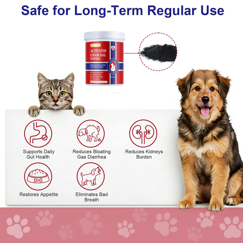 Activated Charcoal Powder for Dogs Cats, First Aid Emergency Rescue Pet Poisoning Kit, Health Supplement for Gut Digestive Upset Absorb Toxins Diarrhea Gas Bad Breath, Chronic Kidney Renal Recovery