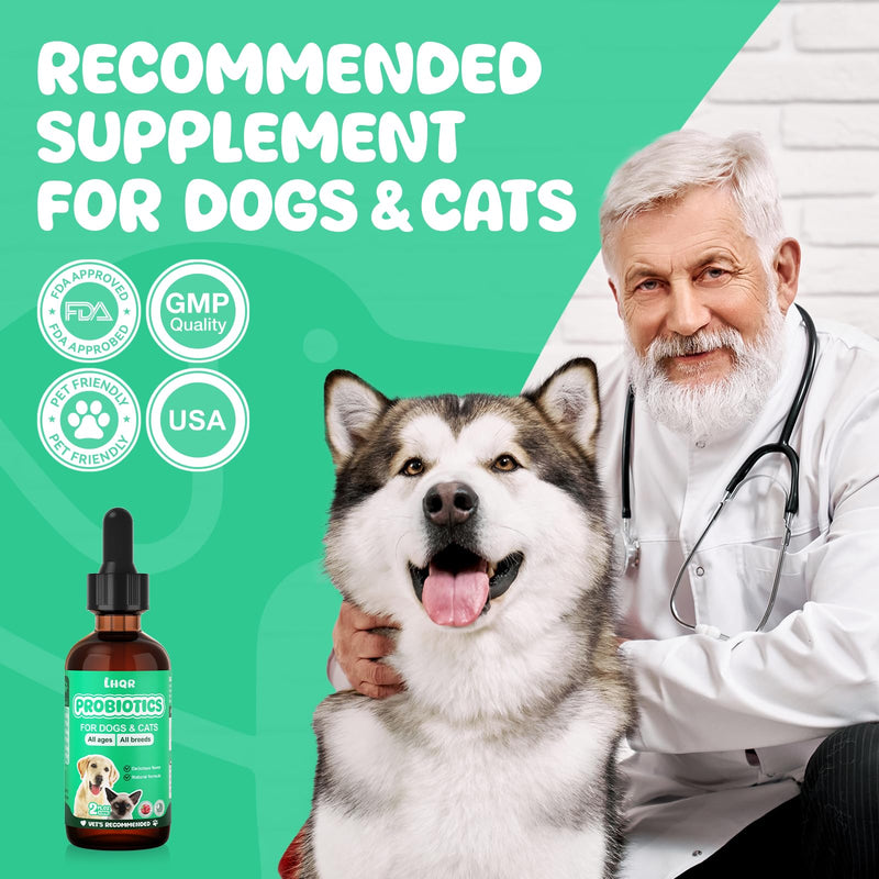 Liquid Probiotics for Dogs & Cats with Prebiotics & Digestive Enzymes - 3-in-1 Formula for Gut Digestive Health & Nutrient Absorption, Supplement Drops - 1.2 Billion CFU - 2 FL Oz