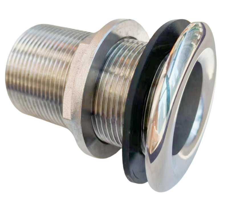 Marine Grade 316 Stainless Steel Full Threaded Through Hull Pipe Fittings with Nuts and washers for Boats, Yachts (1.5IN) 1.5IN