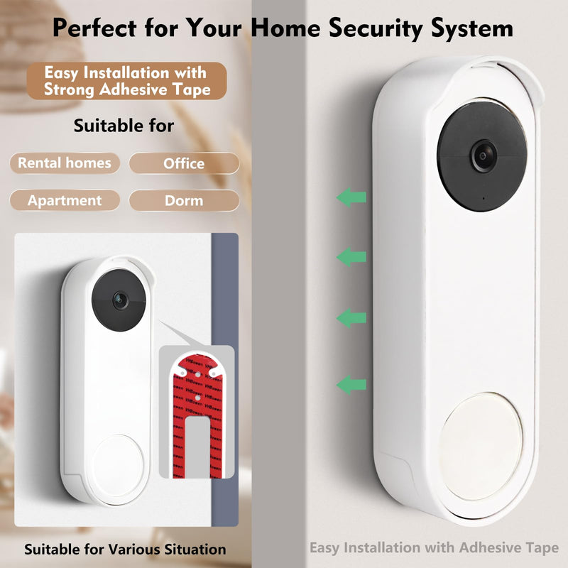 Anti-Theft No Drill Doorbell Mount Compatible with Google Nest Doorbell (Battery), Video Doorbell Door Mount for Apartment, Home, Renters, No Tools Needed and Protect Your Wall - NewNest Australia