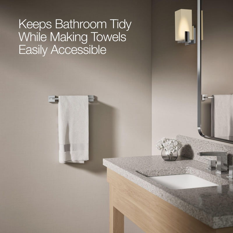 Kohler 23286-CP Square 12" Towel bar, Polished Chrome Polishedchrome
