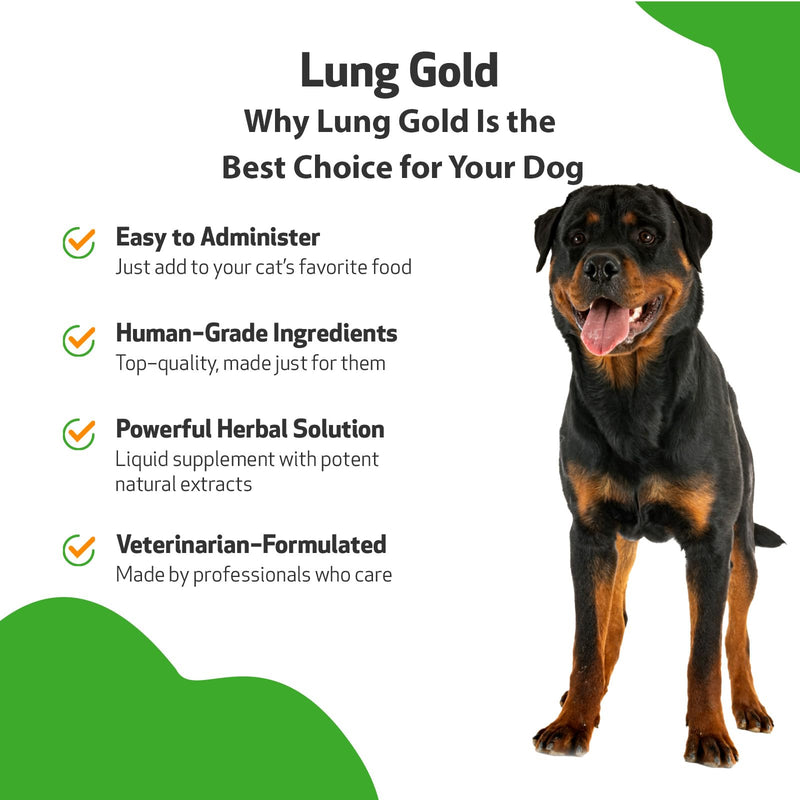 Pet Wellbeing Lung Gold for Dogs - Lung Immune Support, Lower Respiratory Health, Open Airways, Normal Breathing, Reishi, Coptis - Veterinarian-Formulated Herbal Supplement 2 oz (59 ml) 2 fl oz (59 ml)