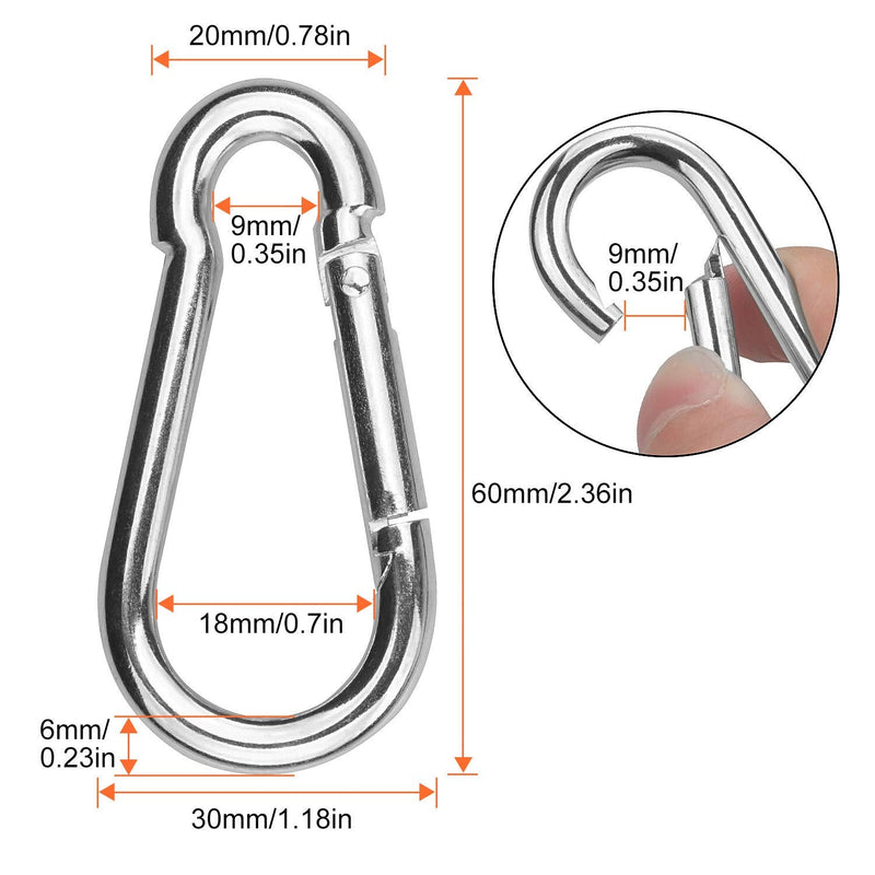 30Pack Spring Snap Hook, 2-3/8Inch Zinc-Galvanized Steel Carabiner Clips, 260lbs Load Capacity Keychain Quick Links, Quick Carabiner Clips for Dog Leash, Backpack, Hammocks, Camping and Swing