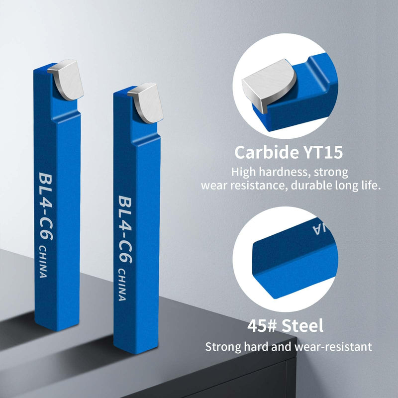 10PCS 1/4" Metal Lathe Tooling Carbide Tip Tipped Cutter Tool,C6 Bit Cutting Set,for Metal Lathe Turning, Boring, and Chamfering