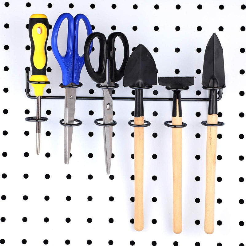 2 Pieces Pegboard Screwdriver Holder Peg Board Tool Utility Hooks Pegboard Accessories Six-Tool Multi-Tool Organizer Racks Holder Accessory Multi-Ring Tool Holder for Pegboard, Pliers (Black) Black
