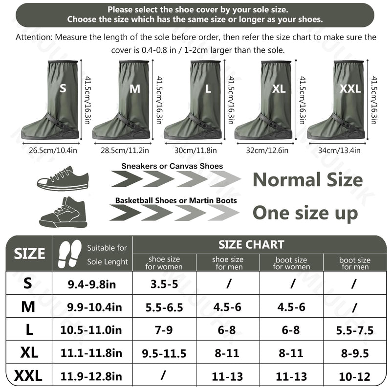 Rain Shoe Covers, Reusable Waterproof Rain Cover for Shoes, Non-Slip PVC Snow Boot Covers for Men and Women X-Large Green