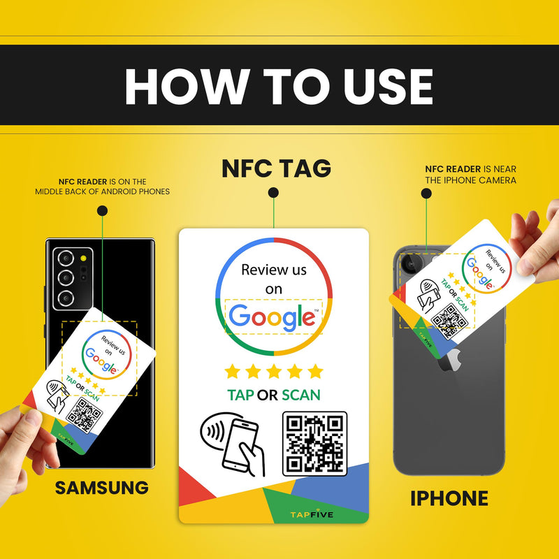 Google Review Tap Card, 1-Pack by TapFive: Reusable Smart Tap NFC & QR for Instant Reviews - iPhone & Android - Boost Business Reviews Quickly - Powered by TapSnap (1-Pack)
