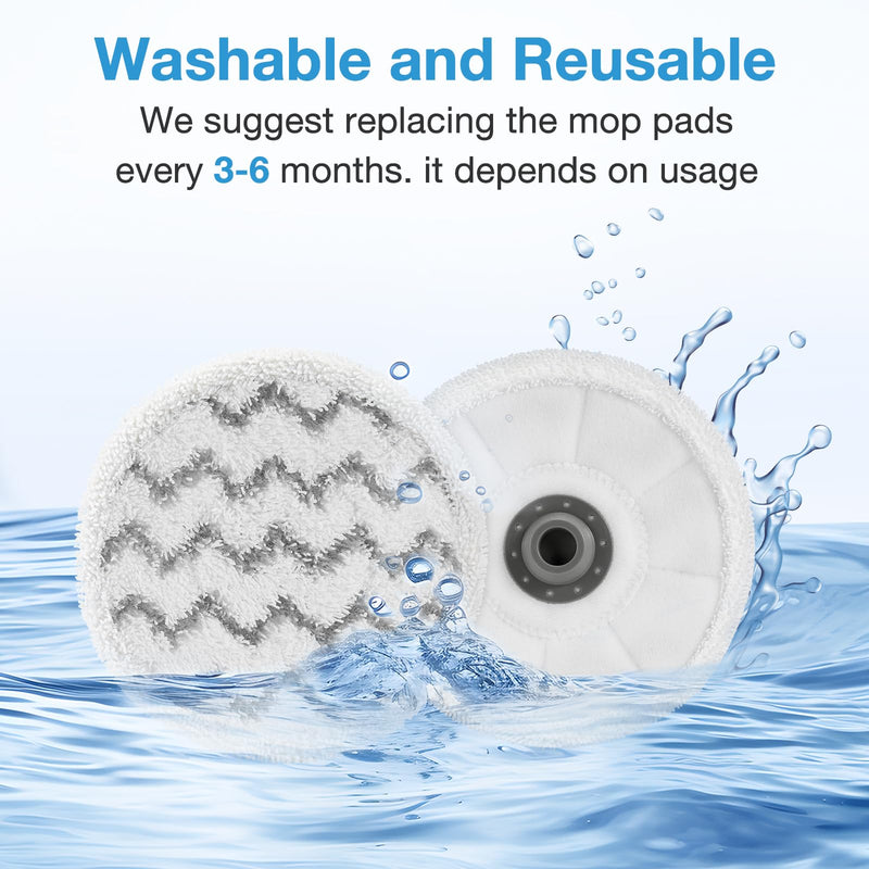 6-Pack 3897A / 3712 Rotating Steam Mop Pads Replacement for Bissell SpinWave SmartSteam Scrubbing Steam Mop 3897A / 3712 Only【Not for Other Models】
