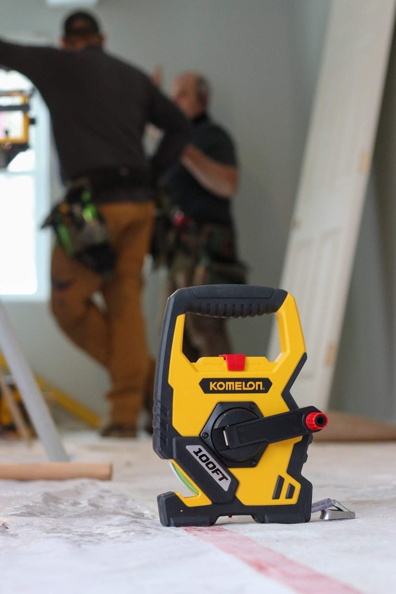 Komelon N9100 Open Reel Steel Tape Measure, 100-Feet, Yellow 30.5 m