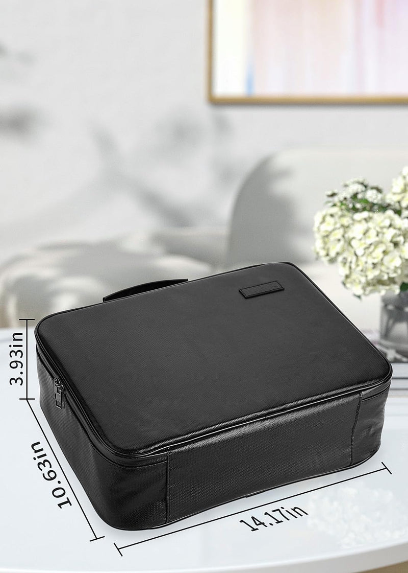 Fireproof Document Box with Lock,Waterproof Document Organizer with Zipper,Heat Insulated Accordion File Organizer,Portable File Box for Important Documents,Files,13 Pockets Luxurious