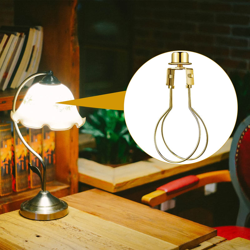 Honoson Bulb Lamp Shade Light Bulb Clip Adapter Includes Finial and Lampshade Levellers for Replacement 2 Golden
